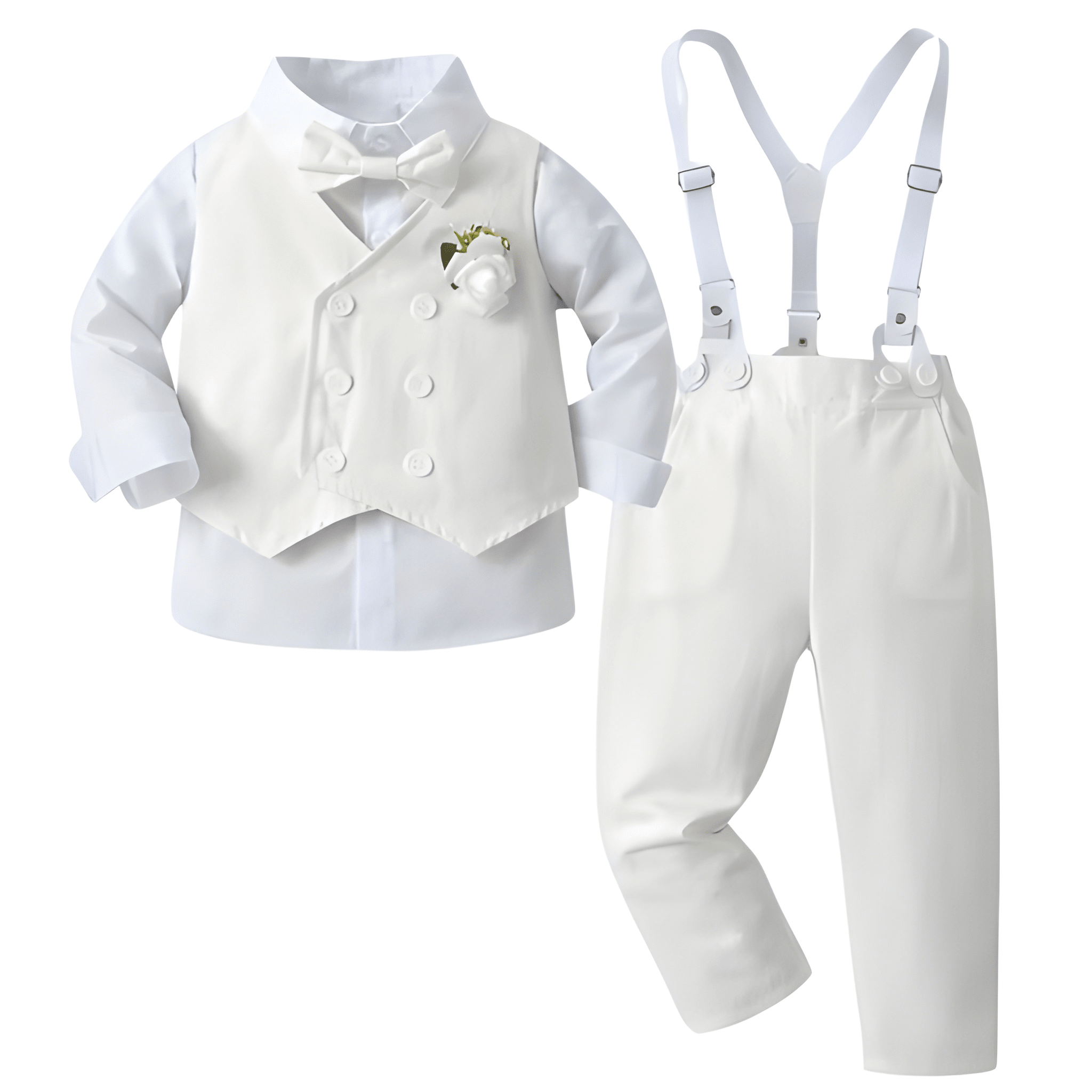 Three Piece Suit Set With Long Sleeve Shirt Vest And Trousers