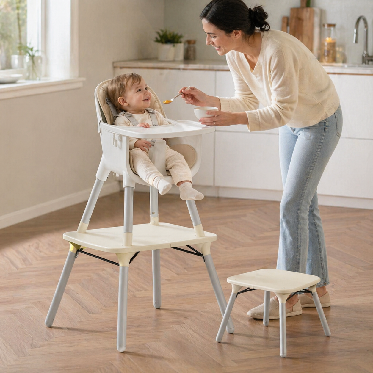 4 In 1 Convertible High Chair Set Pu For Kids