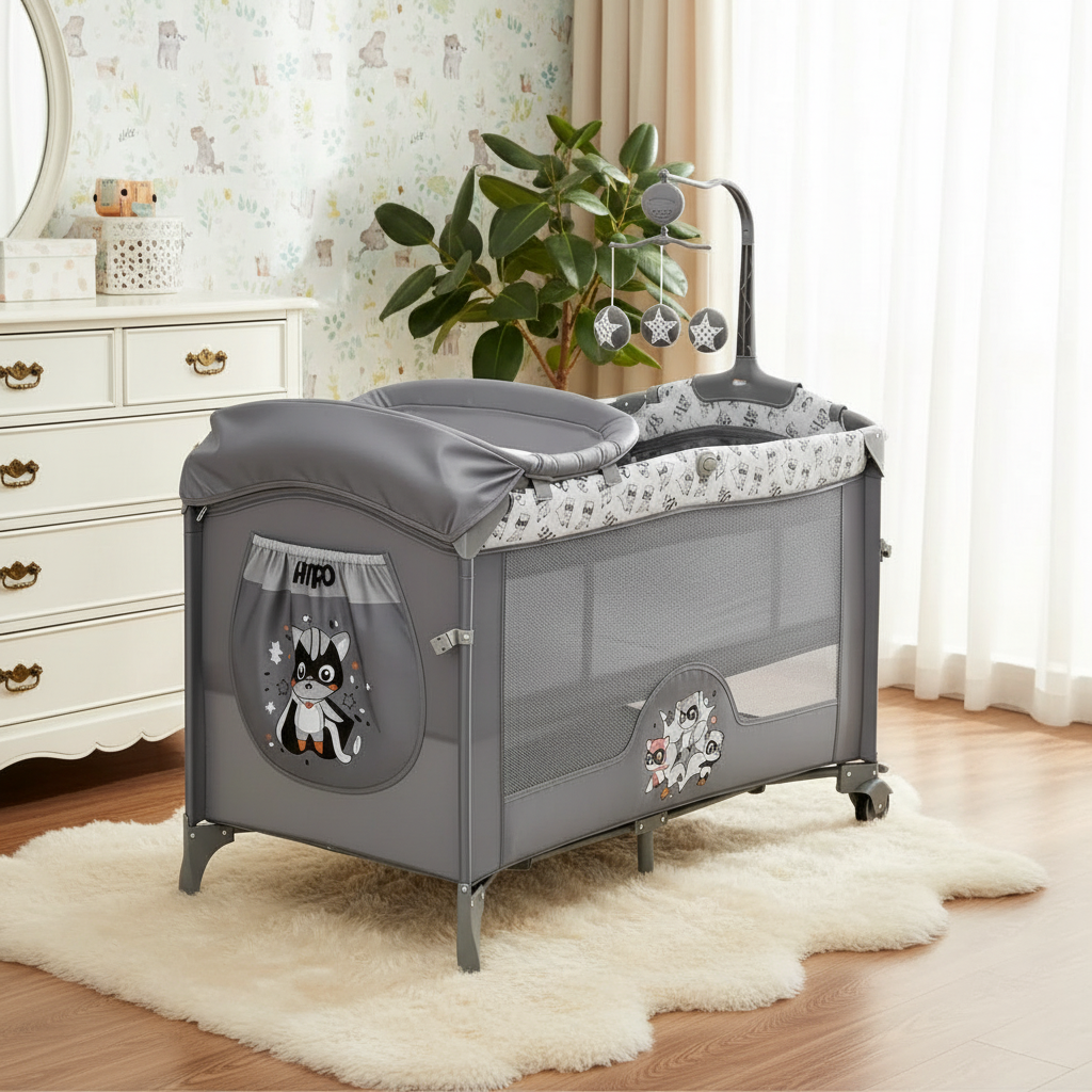 4 In 1 Baby Bassinet And Bedside Sleeper With Changing Table And Zip Door