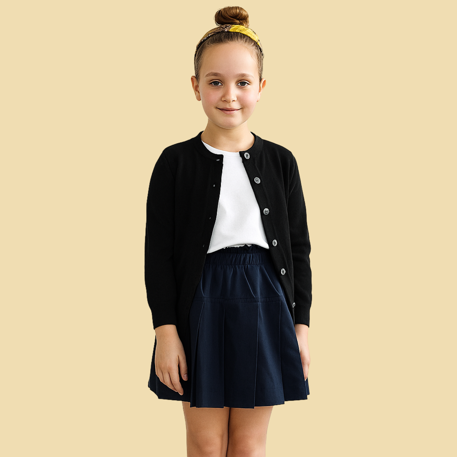 Girls Cotton Knit Cardigan Long Sleeve Sweater