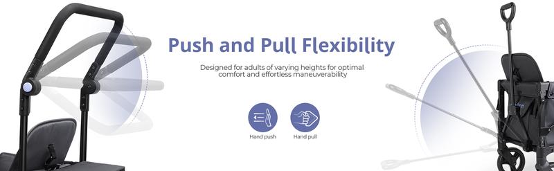 Momfann Baby Stroller Wagon, All-Terrain 2 Seaters Baby Wagon with Canopy, Parent Organizer, Adjustable Handle & Pull Bar for Infants and Toddlers