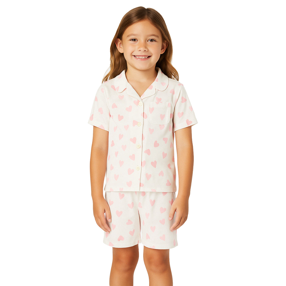 Cordate Print Snug Fit Pajama Set With Short Sleeve Pattern-Cozy Stroller