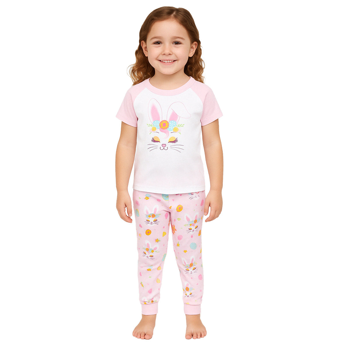 Bunny And Floral Snug Fit Pajama Set For Lounging-Cozy Stroller