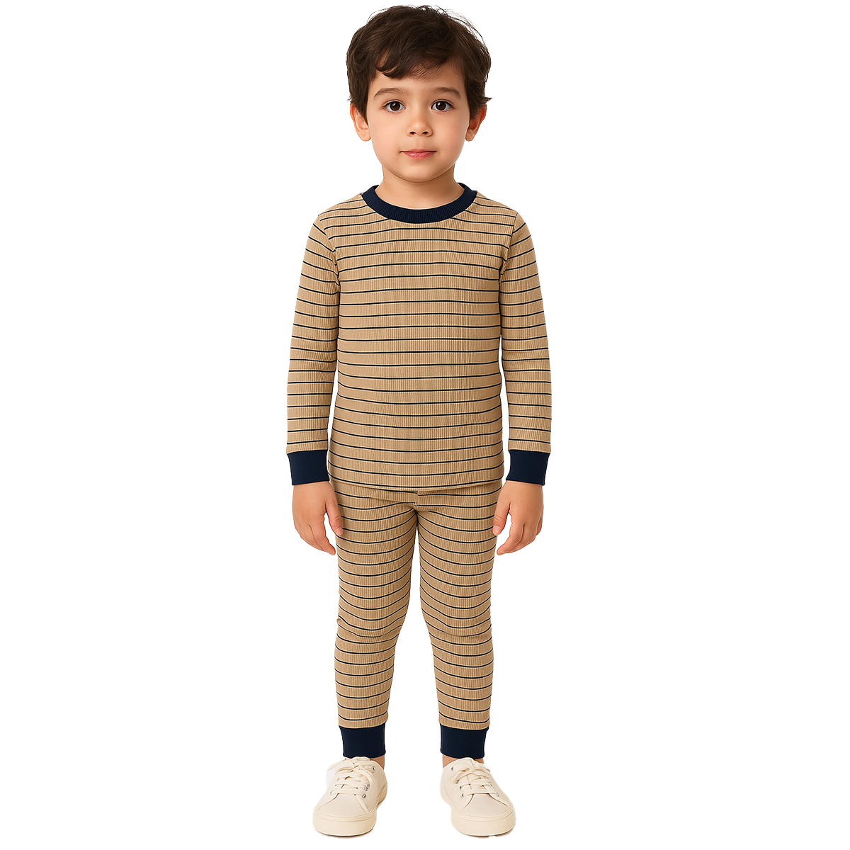 4 Piece Kids Pajama Set With Stripes And Dinosaur Prints-Cozy Stroller