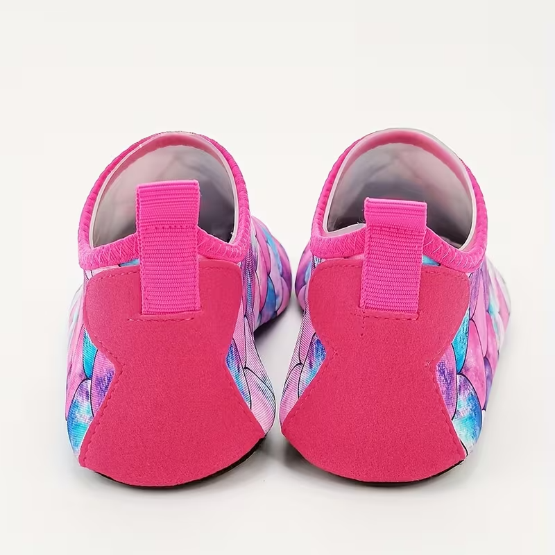Fish Scale Print Casual Slip On Water Shoes For Kids