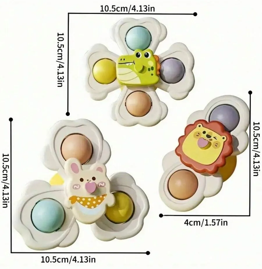 3pcs Suction Cup Rotating Toys, Baby And Toddler Sensory Fidget Toys, Suitable For Bath And High Chair Baby Sensory Toys, Great Gift For Toddlers - 3pcs - View 8
