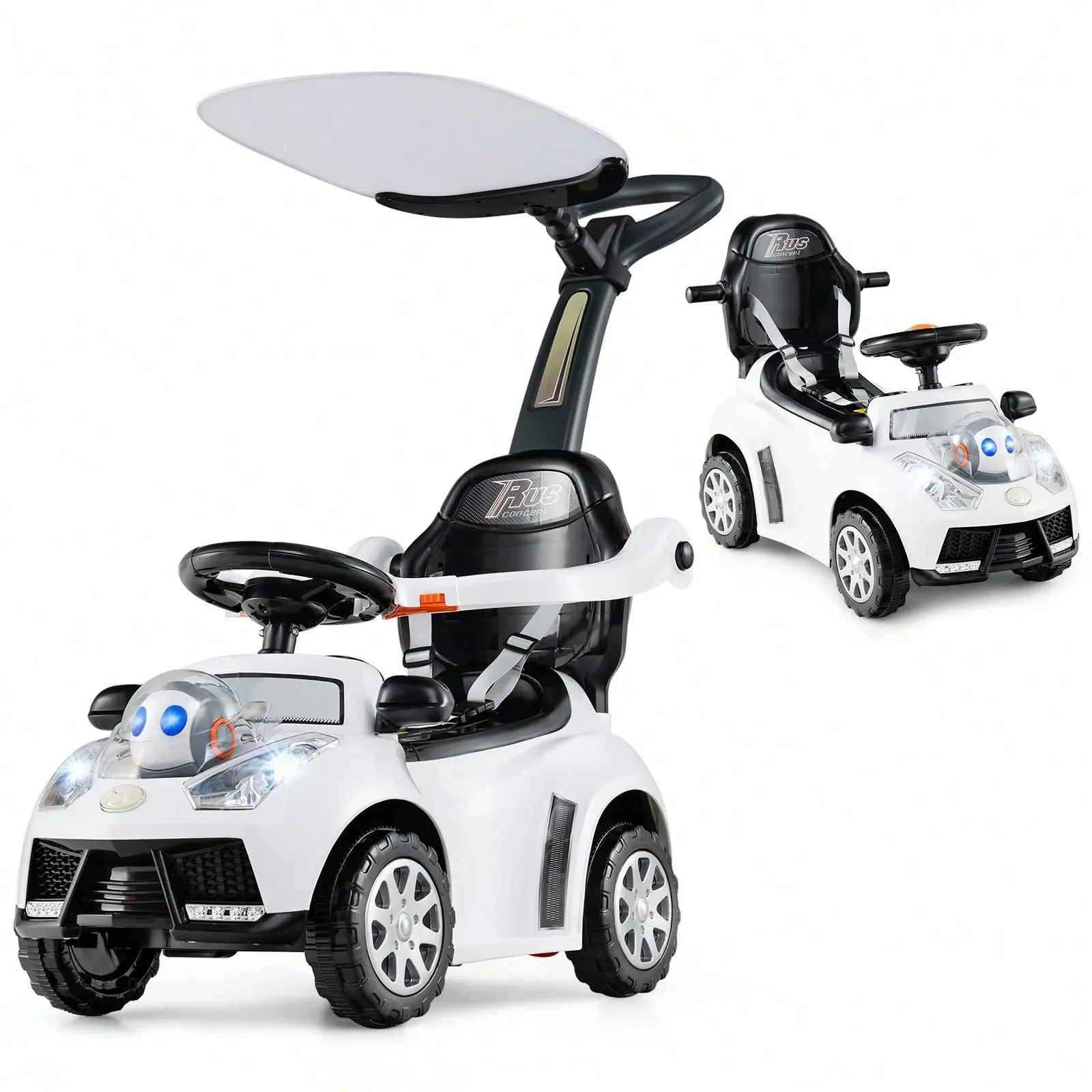 3 In 1 Sliding Walker Adjustable Canopy Horn Light For Boys & Girls