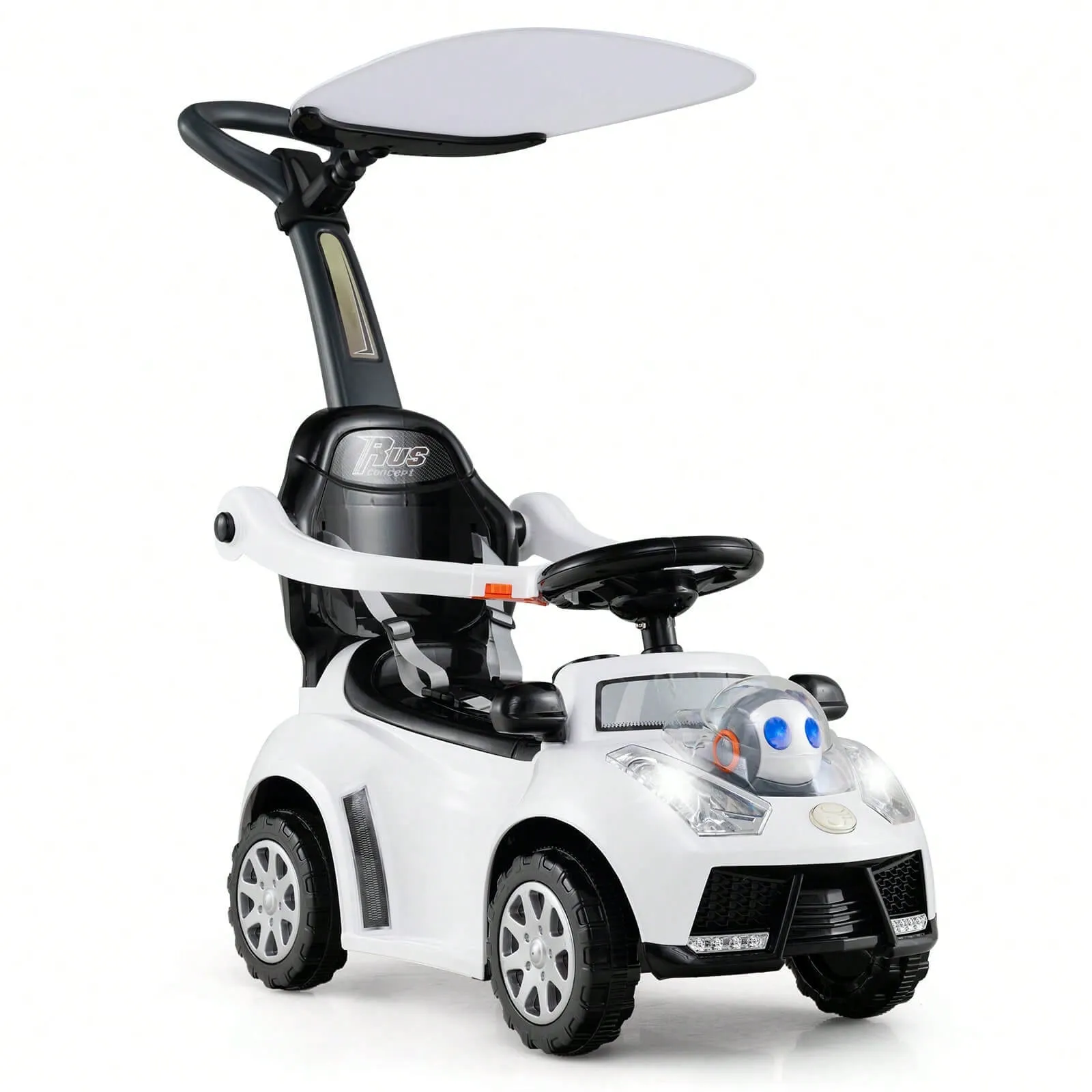3 In 1 Sliding Walker Adjustable Canopy Horn Light For Boys & Girls