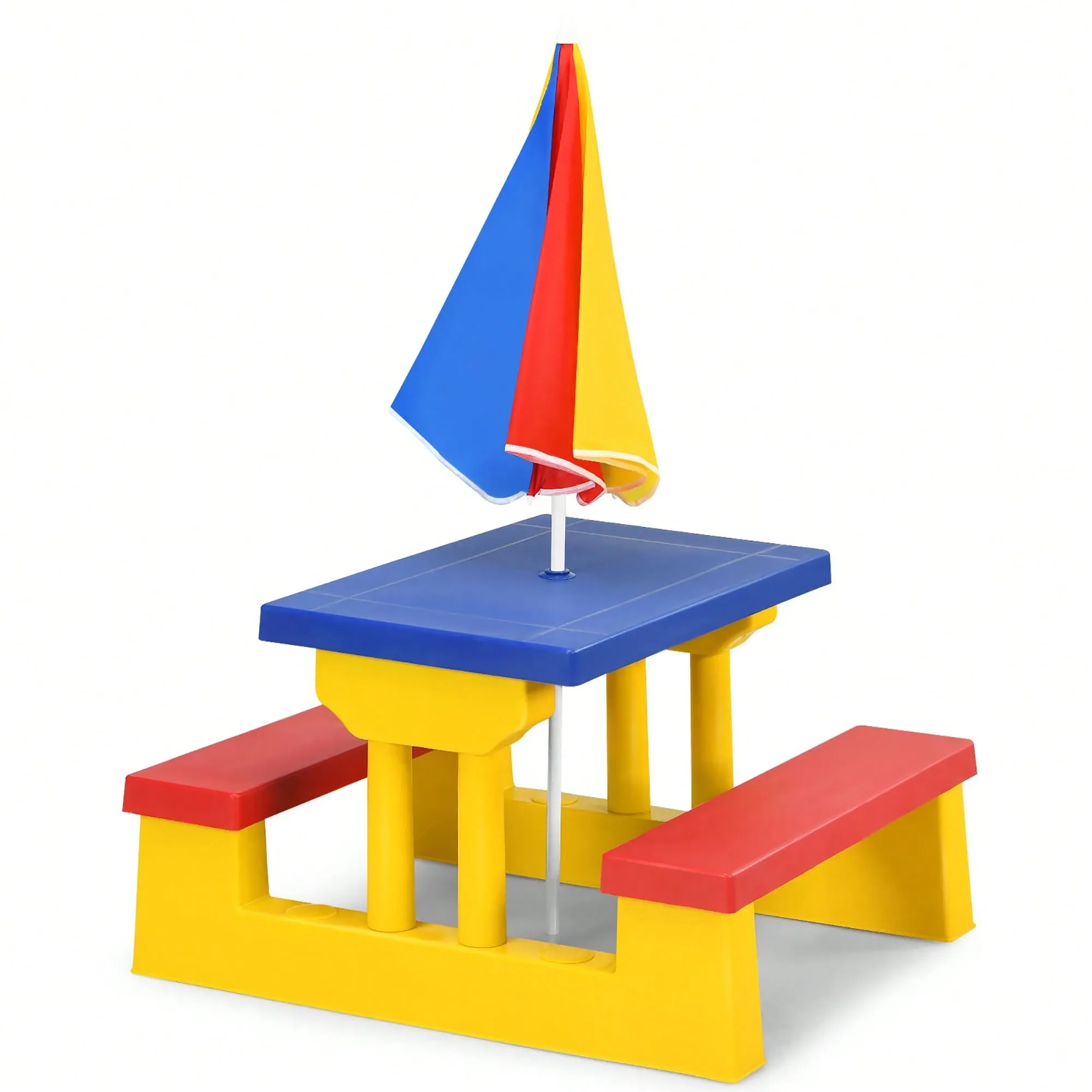 Kids Picnic Table Set With Removable Umbrella