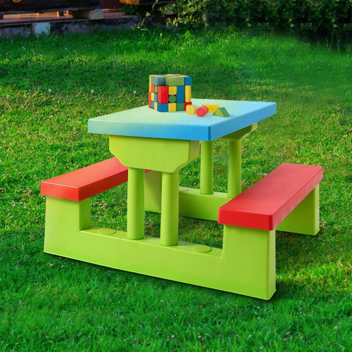 Kids Picnic Table Set With Removable Umbrella