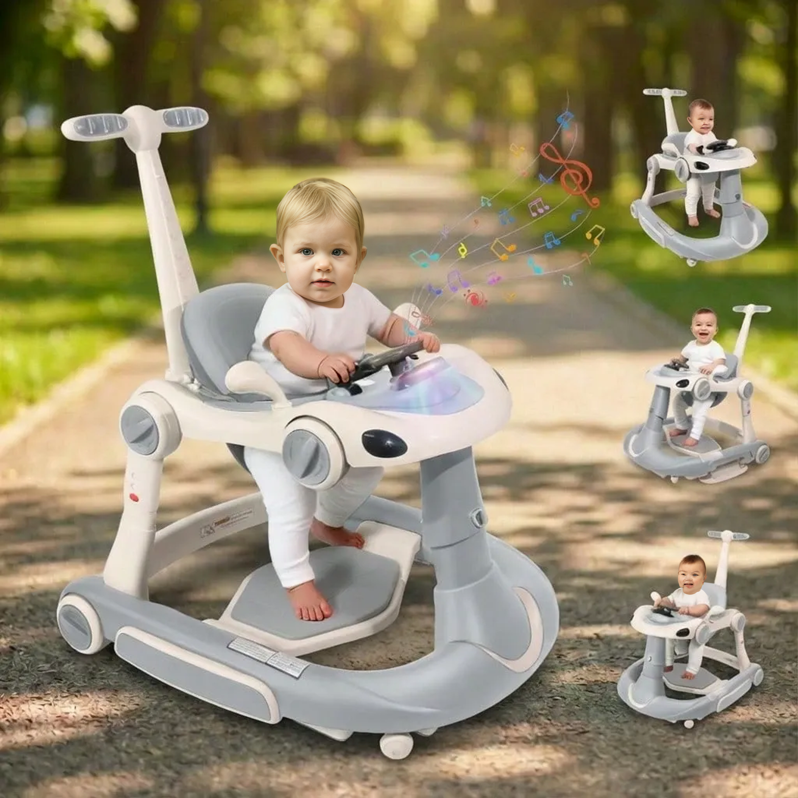 4 In 1 Foldable Infant Walker Steering Wheel For Toddler