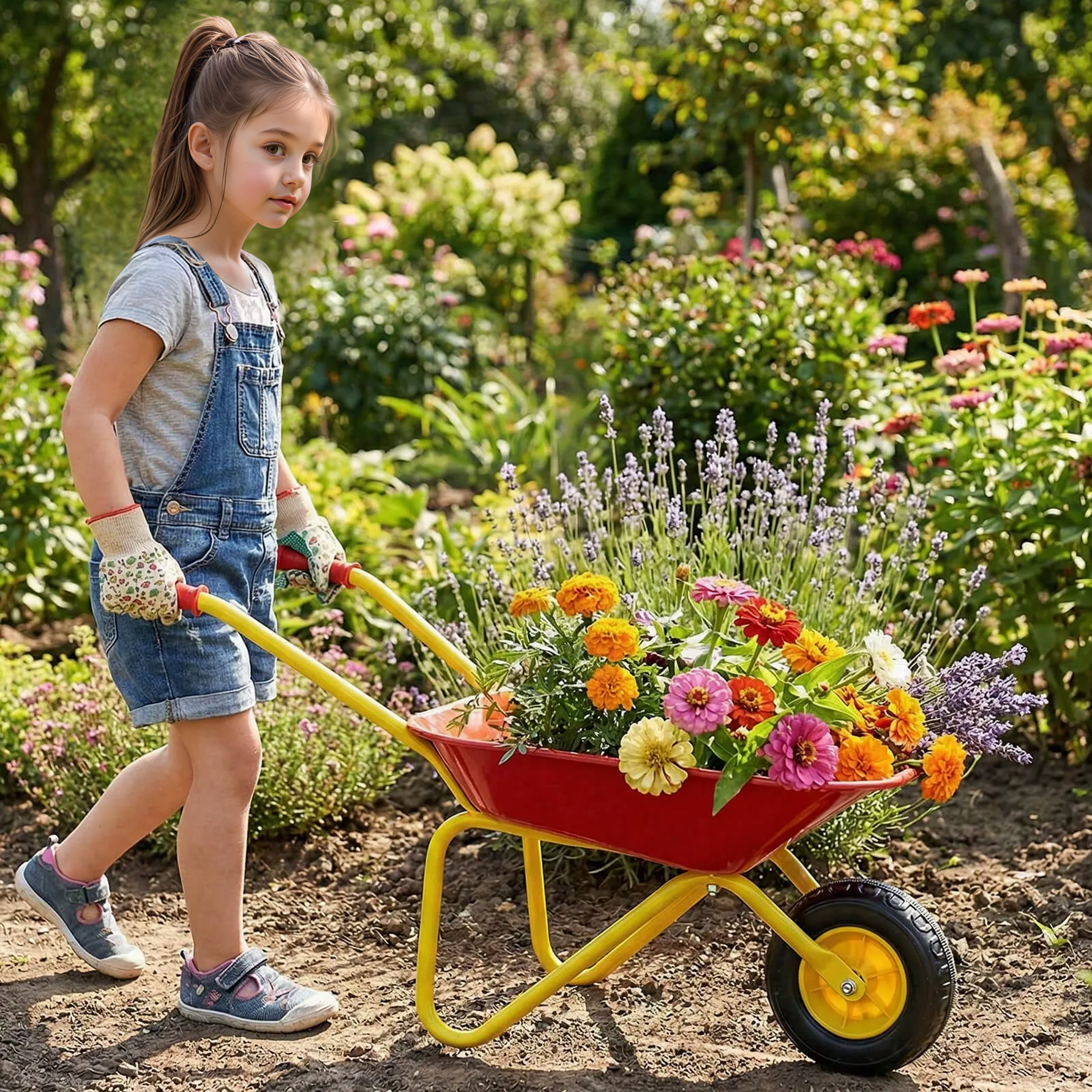 Kids Garden Wheelbarrow All Terrain Wheels Indoor Outdoor