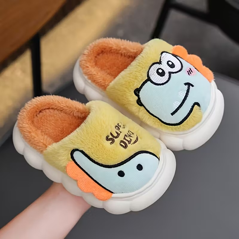 1 Pair Of Dinosaur Themed Flat Slippers For Kids