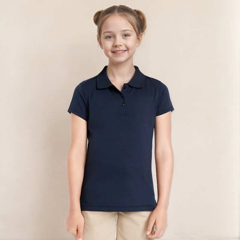 School Uniform Jersey Knit Polo Shirt For Girls