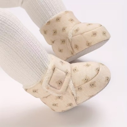 Winter Boots For Babies With Bear Embroidery And Soft Fabric
