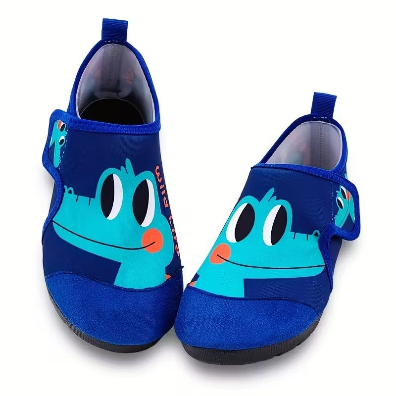 Cartoon Print Water Shoes For Kids With Hook And Loop Closure
