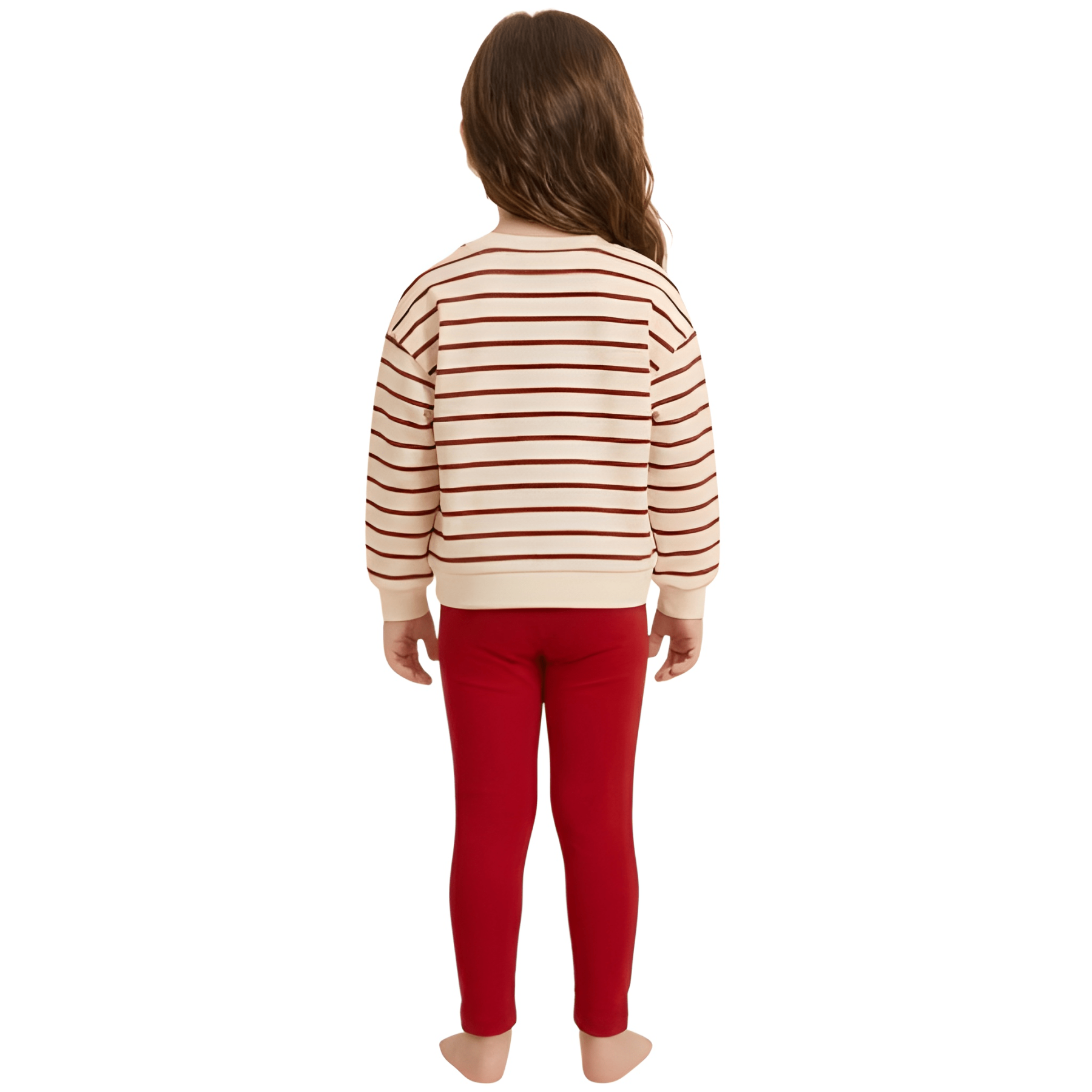 Christmas Reindeer Print Long Sleeve Top And Legging Set For Girls