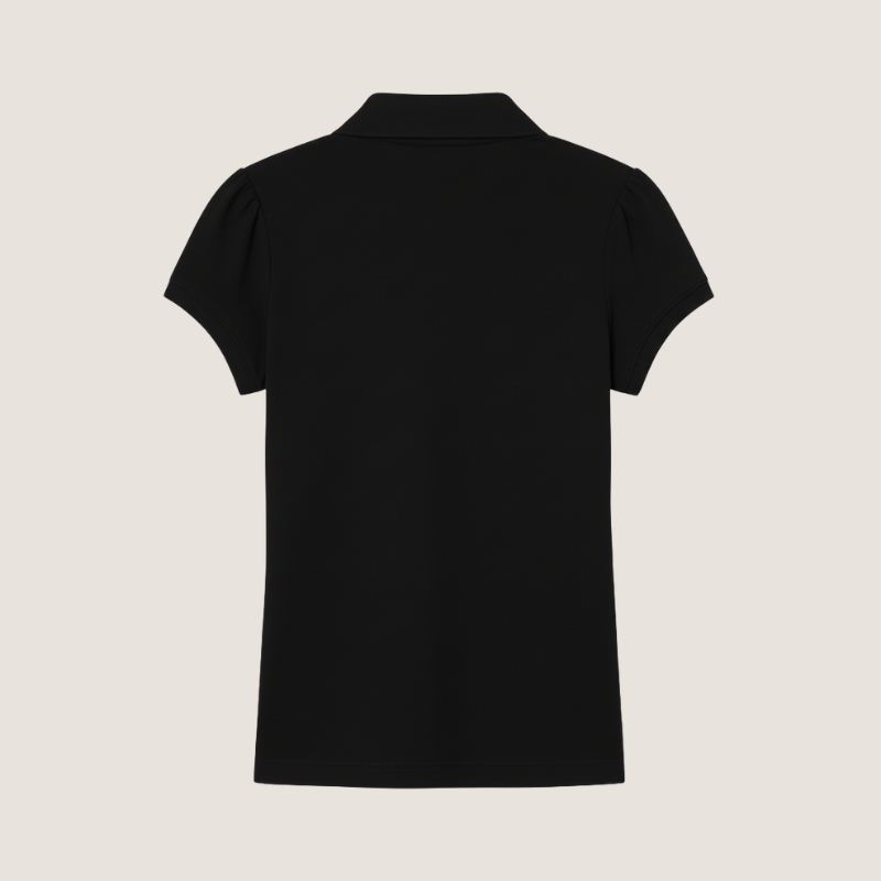 Girls Short Sleeve Ruffle Pique Polo