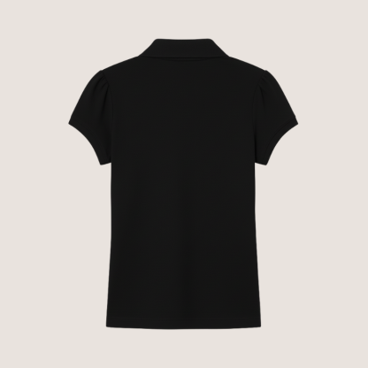 Girls Short Sleeve Ruffle Pique Polo