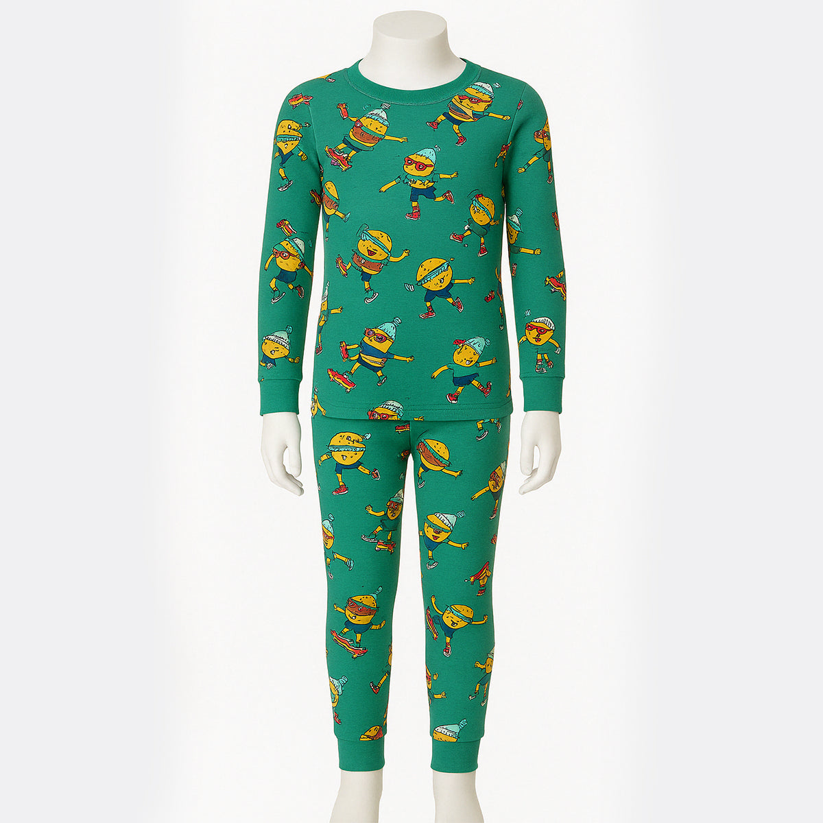 4 Piece Kids Pajama Set With Stripes And Dinosaur Prints-Cozy Stroller