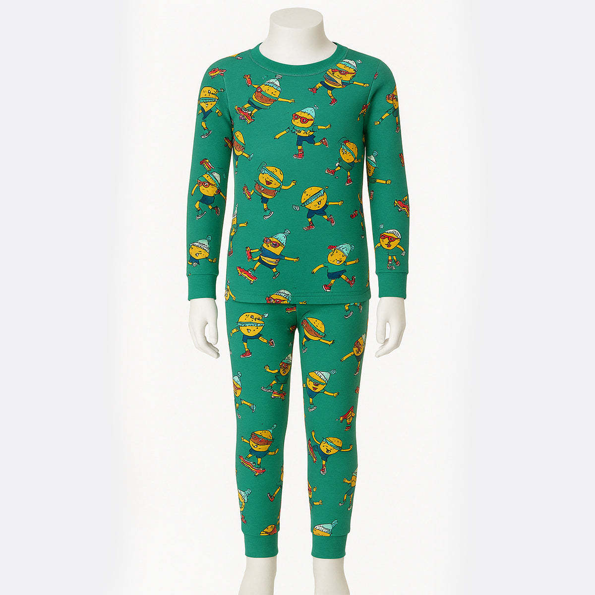 4 Piece Kids Pajama Set With Stripes And Dinosaur Prints-Cozy Stroller