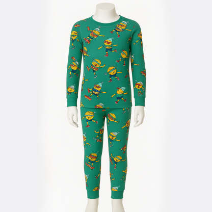 4 Piece Kids Pajama Set With Stripes And Dinosaur Prints-Cozy Stroller