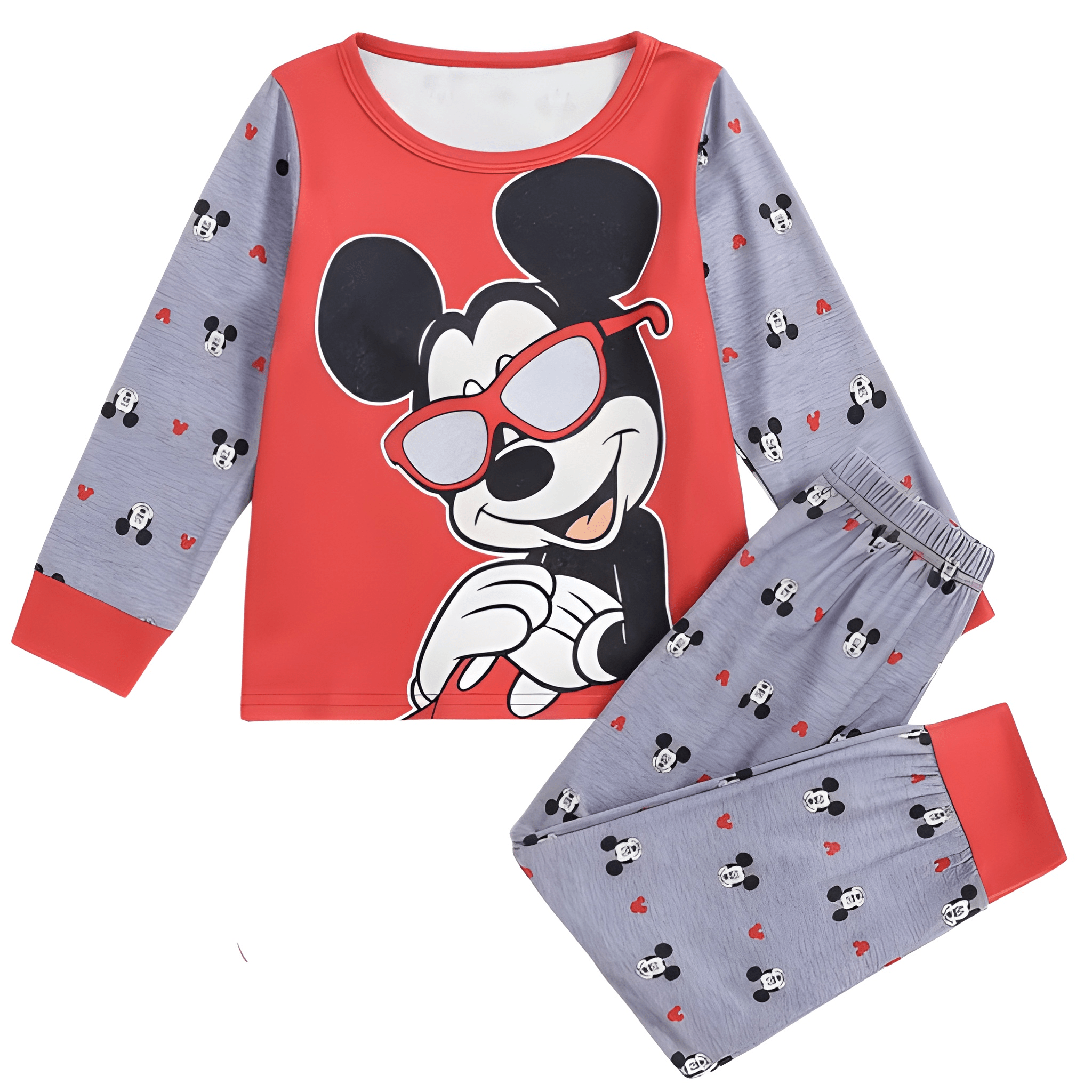 Mickey Print Flame-Retardant Fabric Fashion Pajama Set For Boys