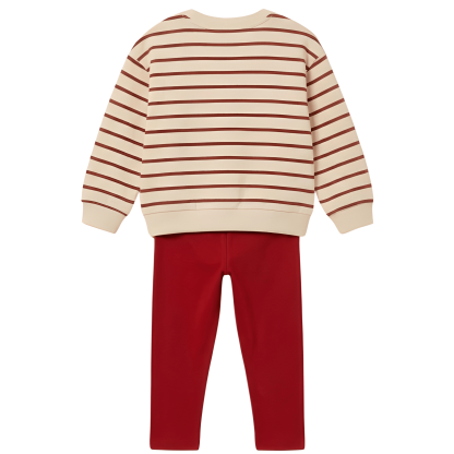 Christmas Reindeer Print Long Sleeve Top And Legging Set For Girls