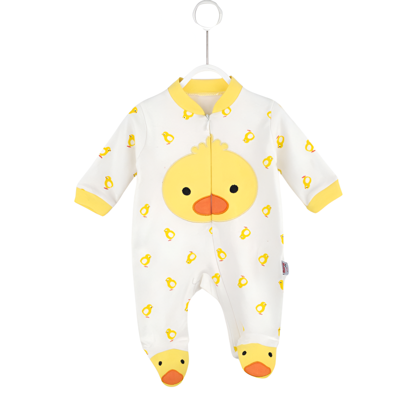 Printed Duck Pattern Romper With Beanie For Baby-Cozy Stroller