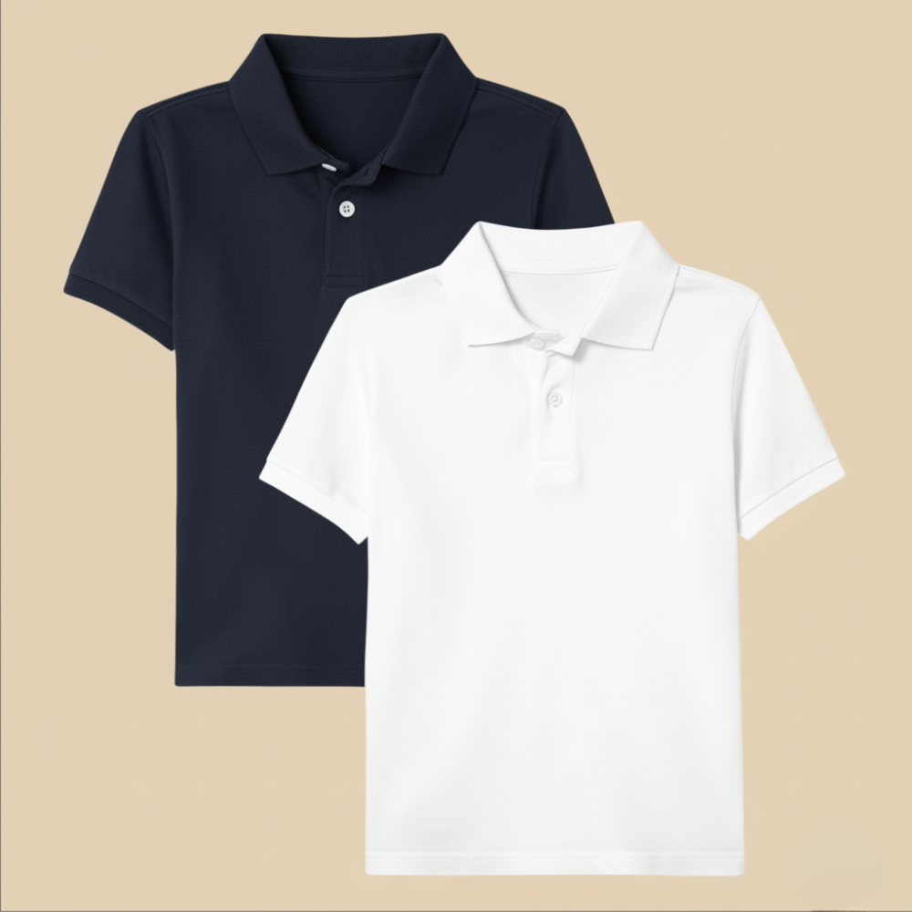 Pack Of 2 Boy Short Sleeve Pique Polo T Shirts