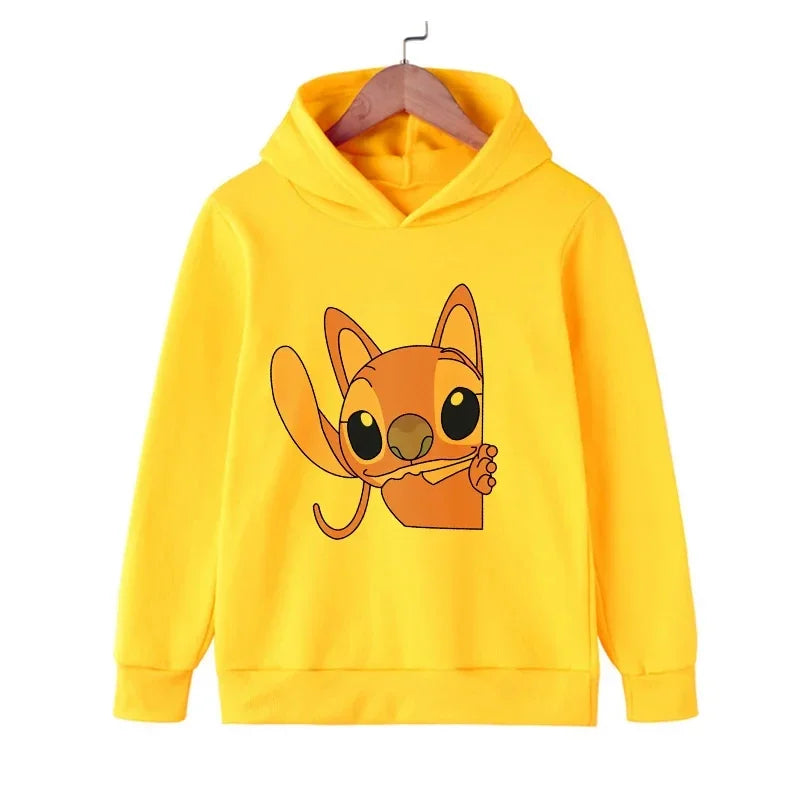 Solid Color Animated Printed Hoodie-Cozy Stroller