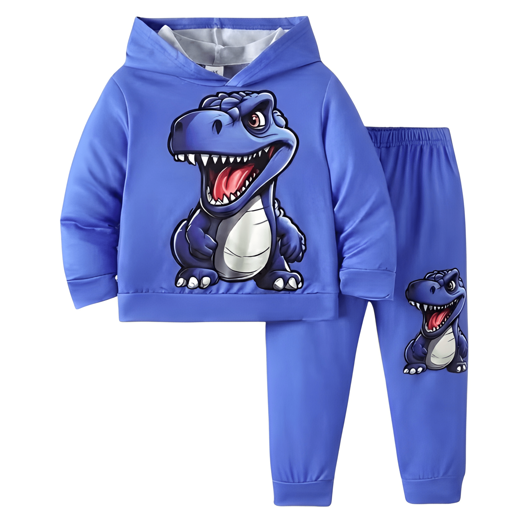 2 Piece Of Cartoon Dinosaur Print Hoodie And Sweatpants Set For boy