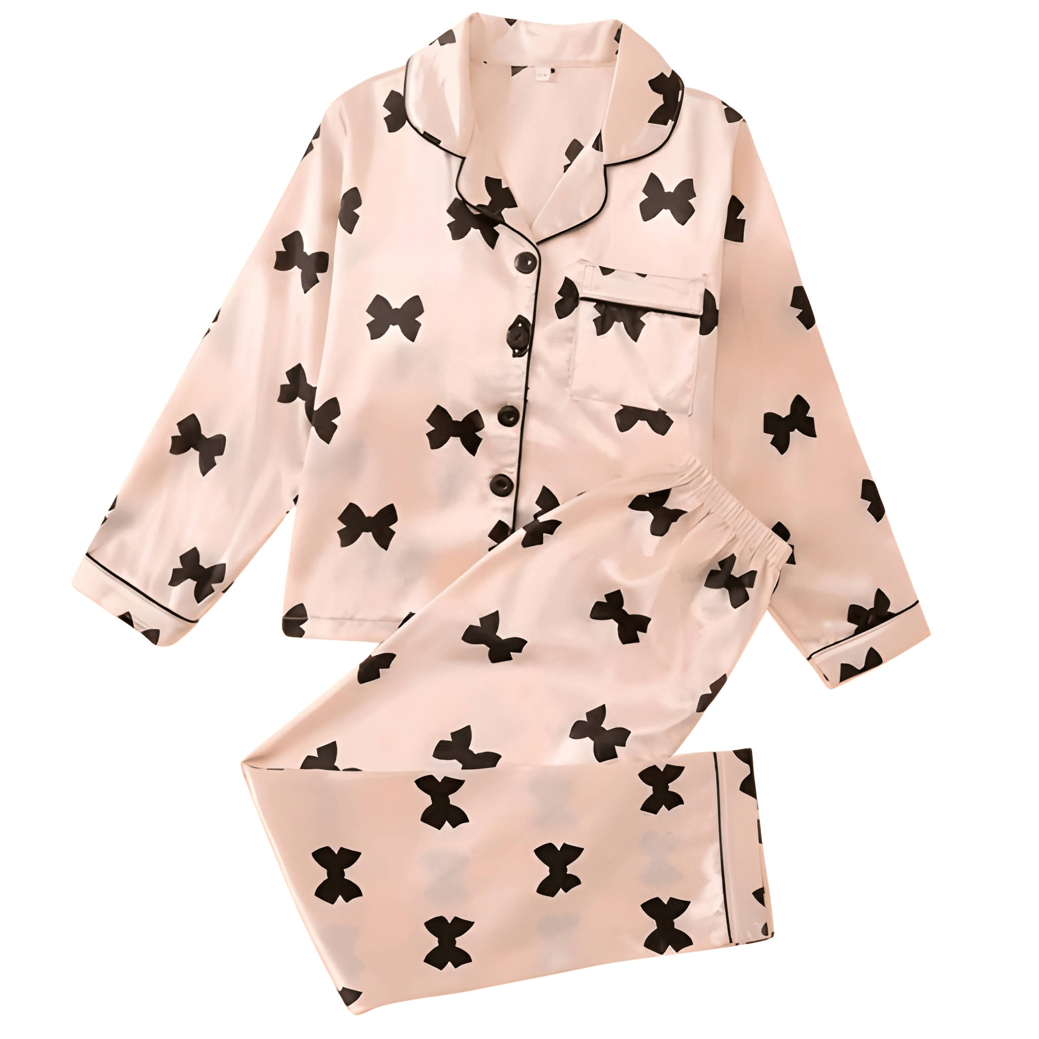 Bowknot Print Pajama Set For Kids