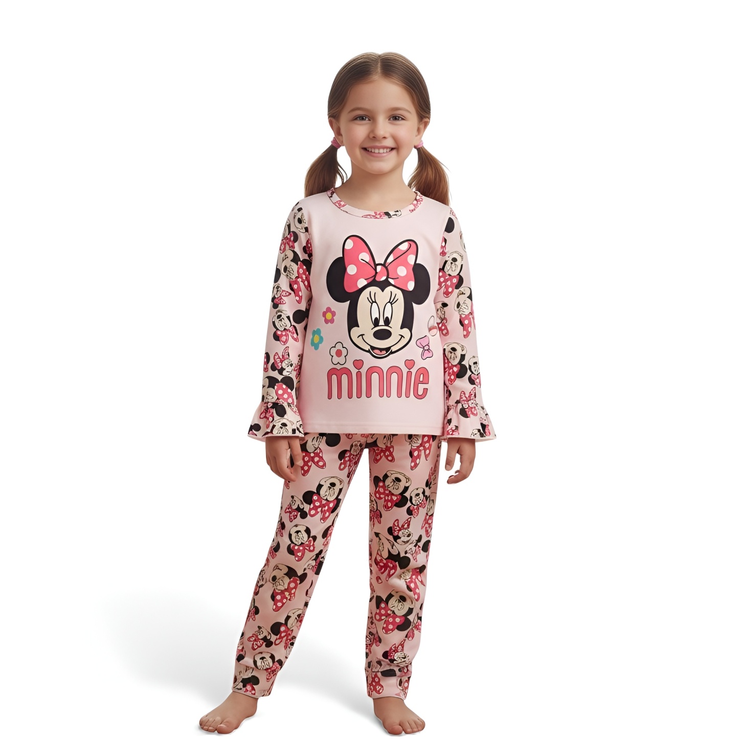 Character Bow Print Kids Pajama Set