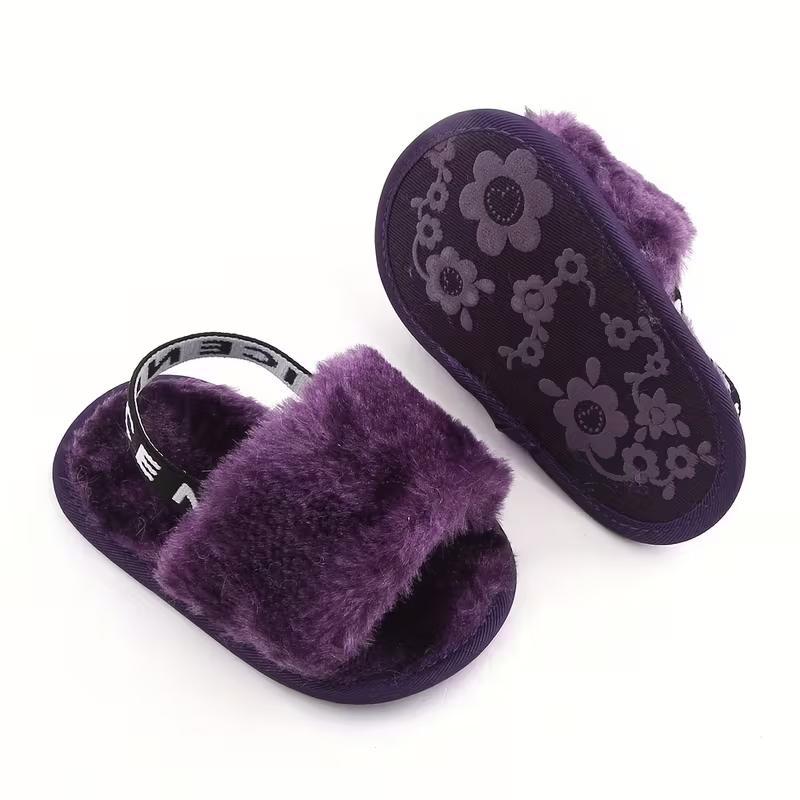 Slip On Furry Sandals For Girls