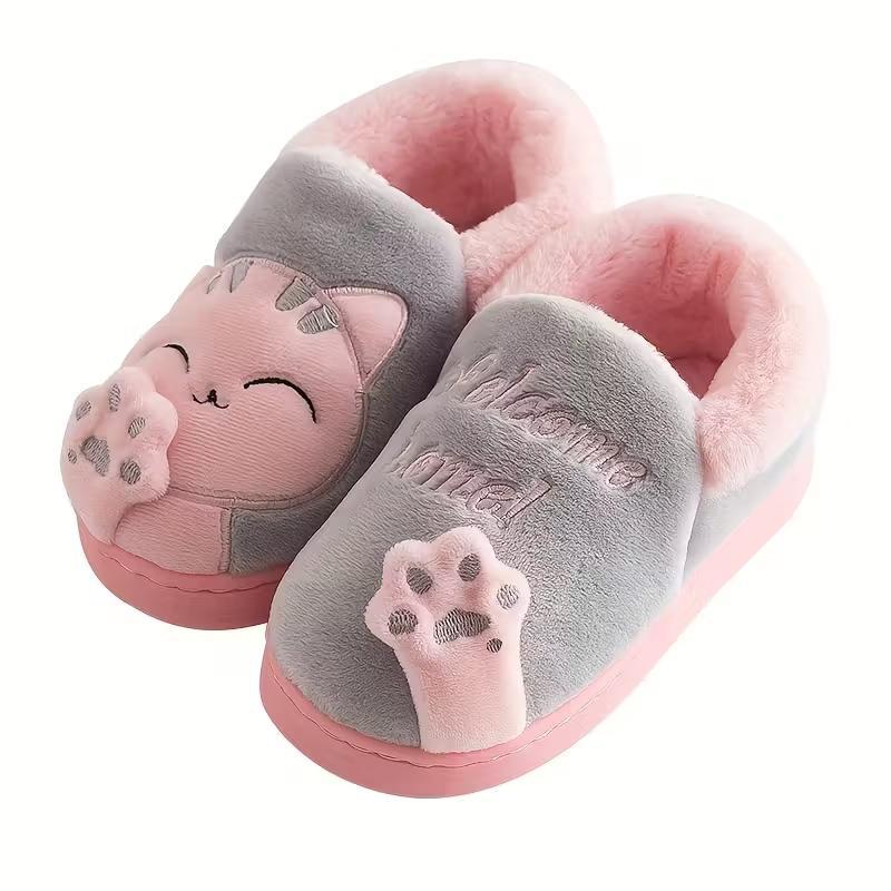 Furry Cartoon Design House Shoes For Kids