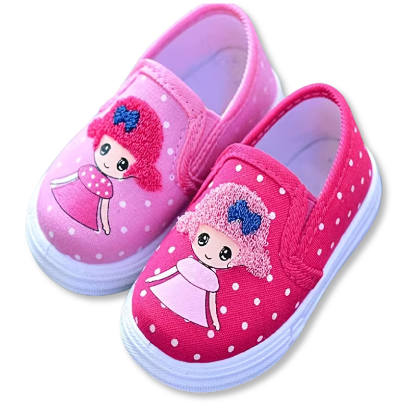 Polka Dot Canvas Slip On Sneakers For Toddler Girls