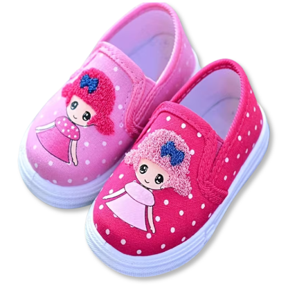 Polka Dot Canvas Slip On Sneakers For Toddler Girls