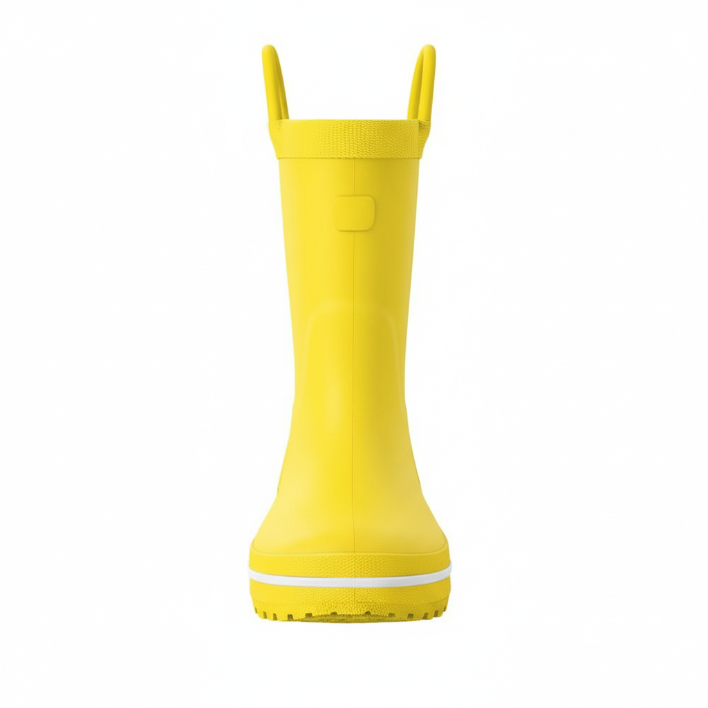 Kids Waterproof Rubber Rain Boots With Easy On Handles
