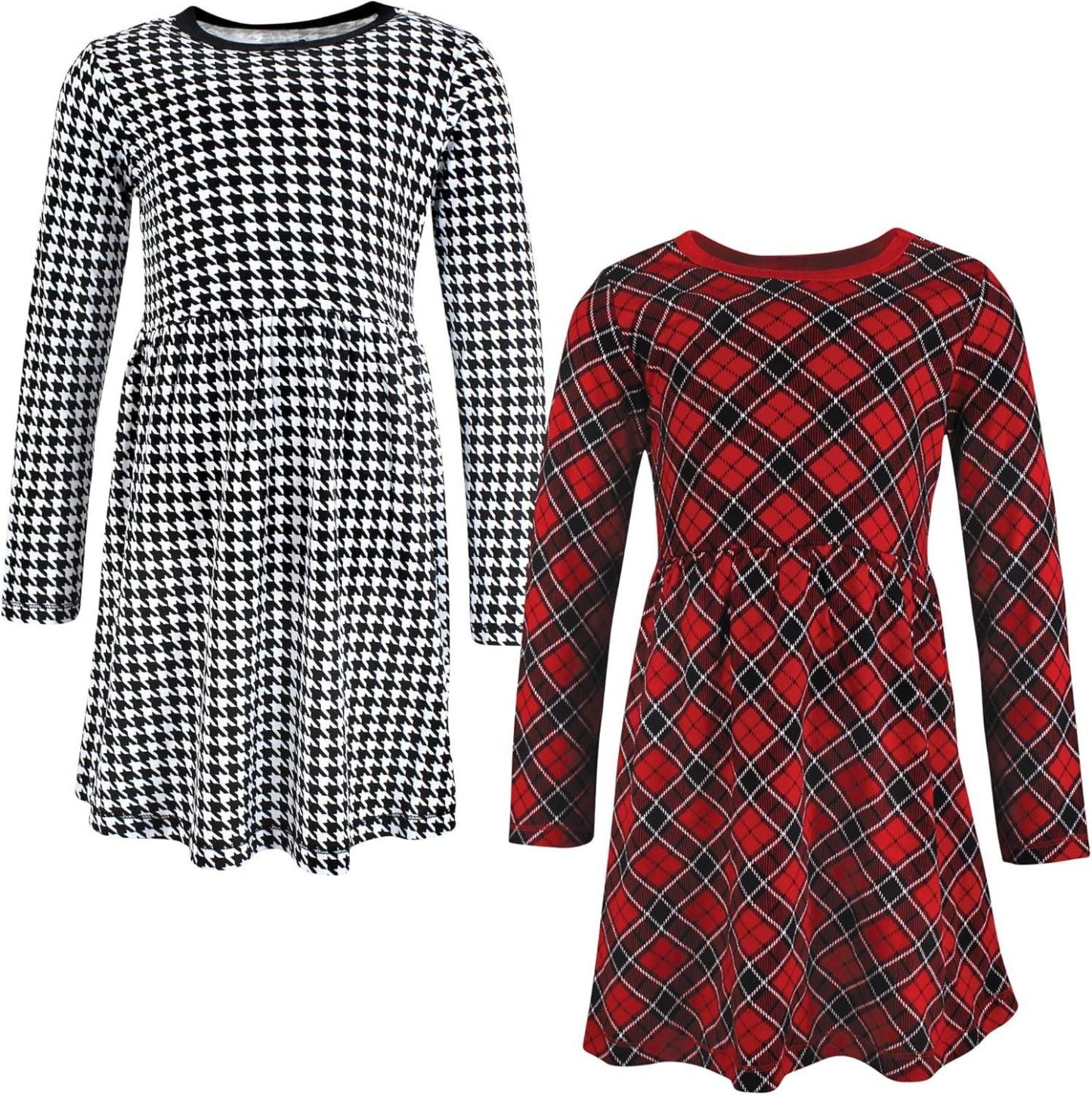 Stylish Baby Dress Set – Cotton Dresses with Plaid & Animal Prints-Diaper Reusable