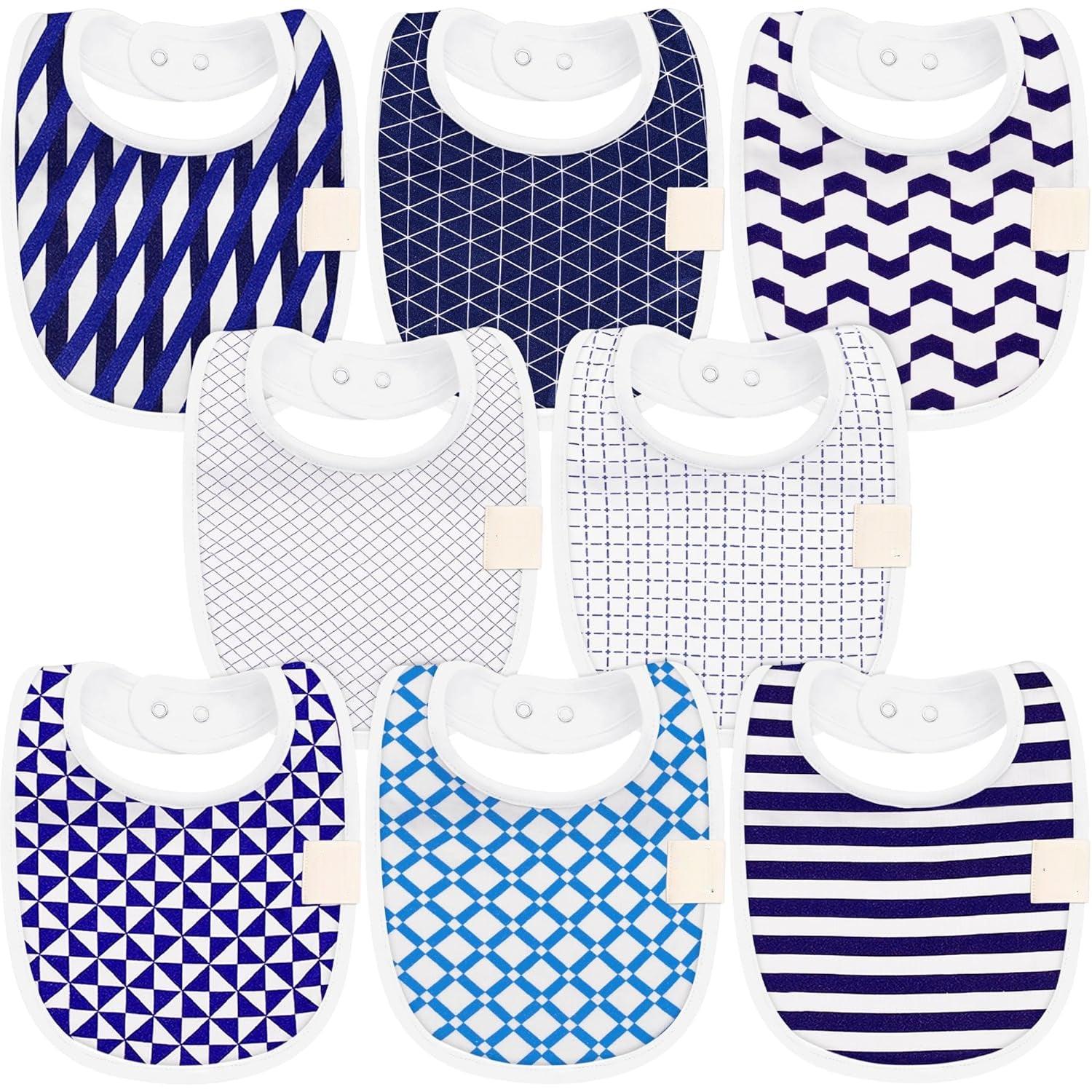 8 Pack Organic Unisex Baby Bibs For Modern Parents-Diaper Reusable