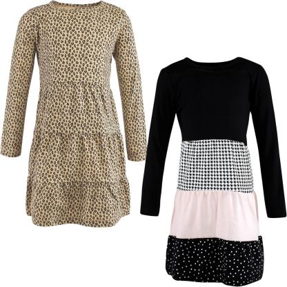 Stylish Baby Dress Set – Cotton Dresses with Plaid & Animal Prints-Diaper Reusable