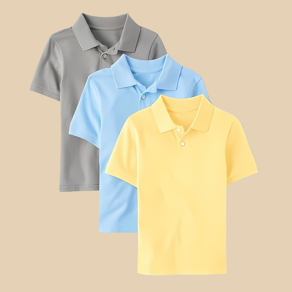 Pack Of 3 Boys Multipack Short Sleeve Pique Polo T Shirts