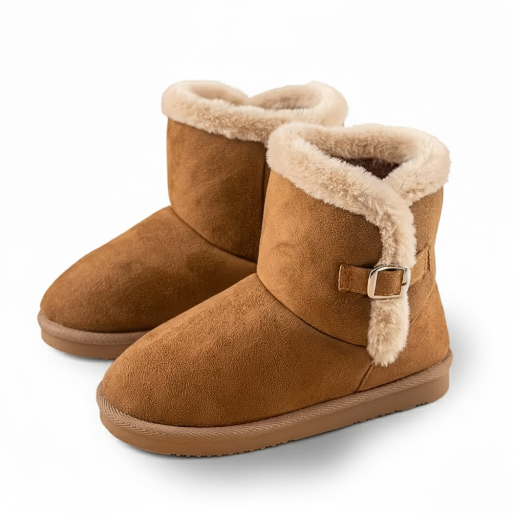 Faux Suede Winter Snow Boots With Non Slip Sole For Kids