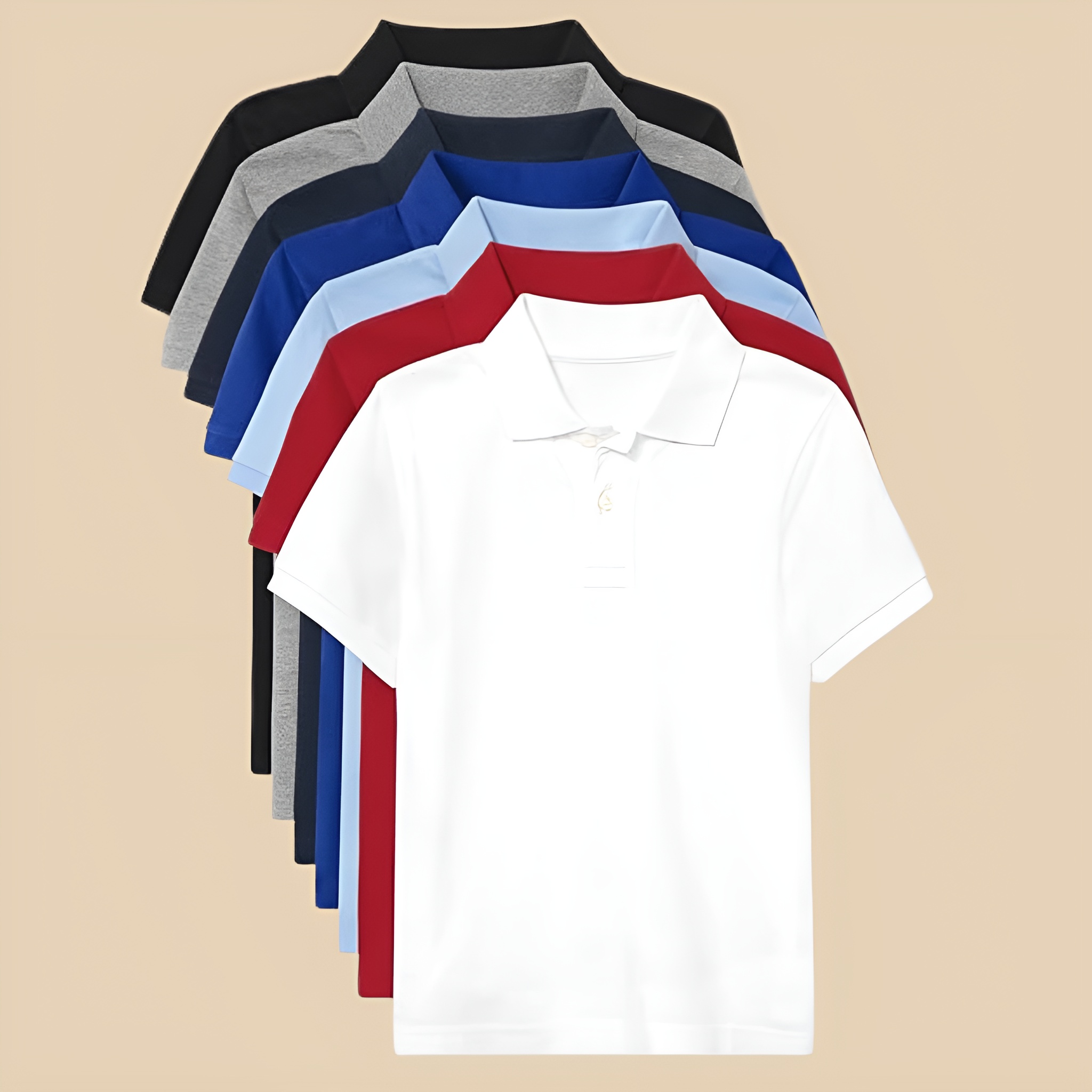 Pack Of 7 Boys Multipack Short Sleeve Pique Polo T Shirts