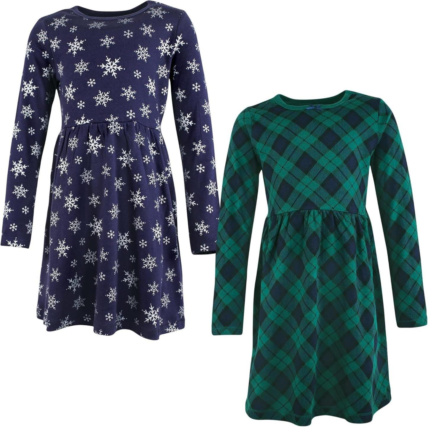 Stylish Baby Dress Set – Cotton Dresses with Plaid & Animal Prints-Diaper Reusable