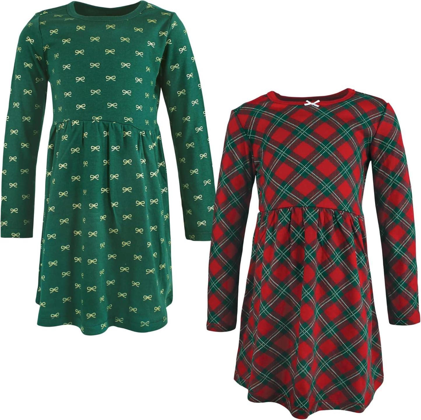 Stylish Baby Dress Set – Cotton Dresses with Plaid & Animal Prints-Diaper Reusable