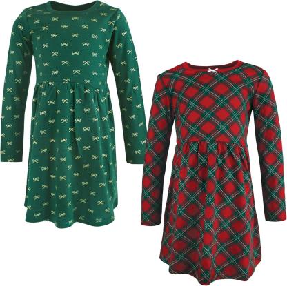 Stylish Baby Dress Set – Cotton Dresses with Plaid & Animal Prints-Diaper Reusable