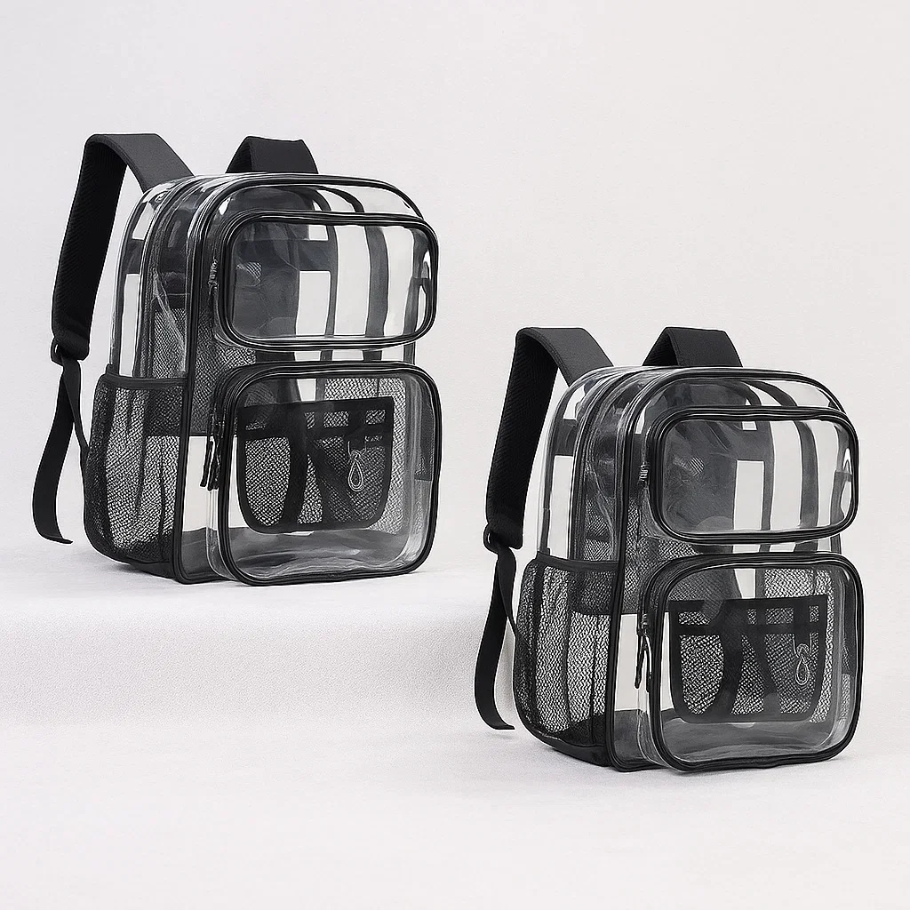 2 Pair Of Large Heavy Duty Clear Bookbag