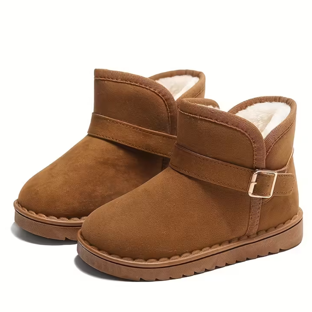 Round Toe Solid Fabric Winter Boots For Girls